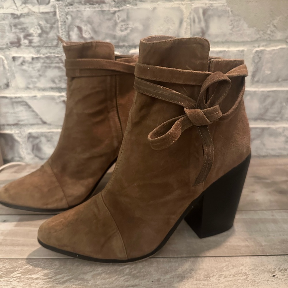 RAYE | Brown Suede Lace Ankle Elsa Bootie